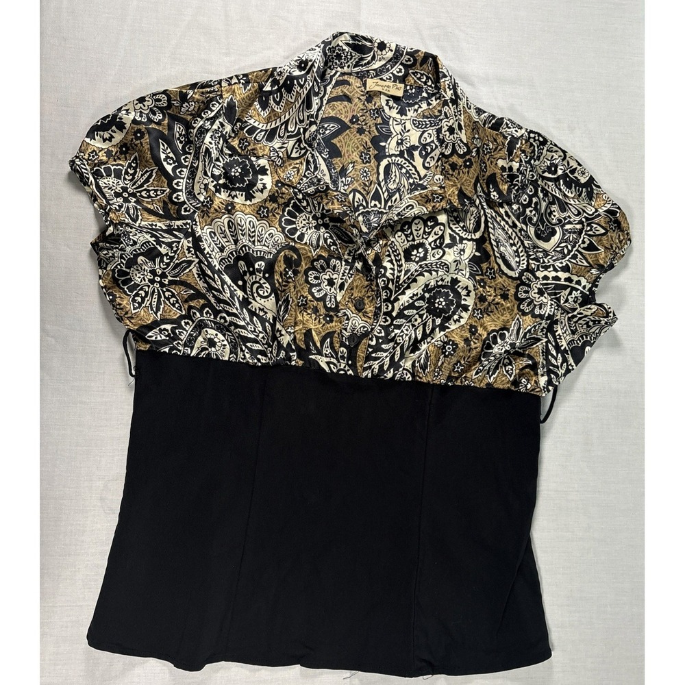 Vintage Y2K Janette Plus USA Paisley Banded Waist Women's 1X Bustier Style Top